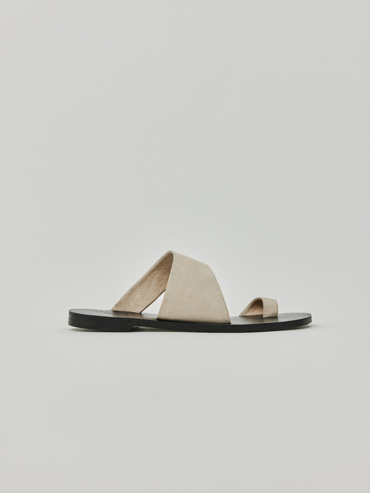 curved flip-flops (beige suede)