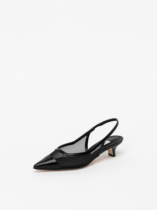Bialy Meshed Slingback Pumps in Black Box with Black Mesh