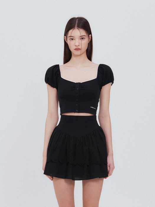 Lace square t-shirt (black)