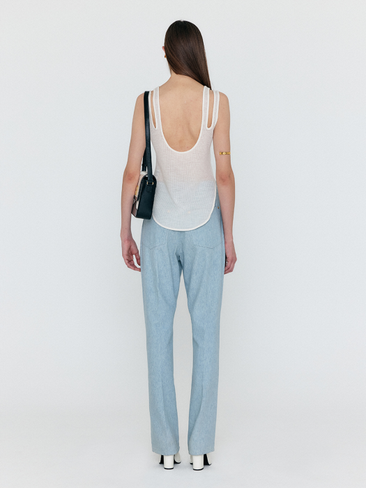 WENEVA Asymmetric Front Denim Pants - Light Blue
