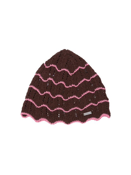 WAVE PUNCHING BEANIE / BROWN