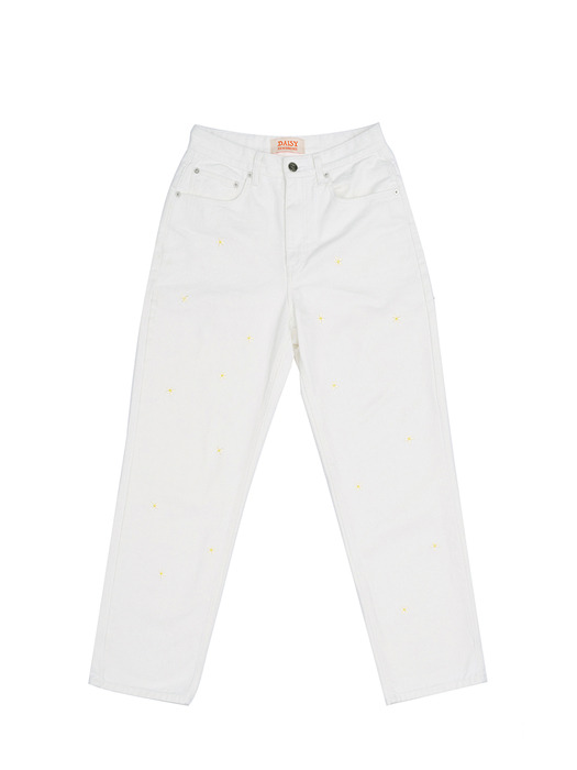 [EXCLUSIVE] DAISY STRAIGHT FLOWER DENIM PANTS / WHITE