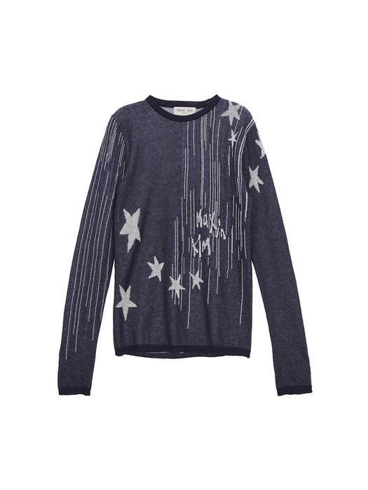 MILKY WAY JACQUARD KNIT TOP IN NAVY