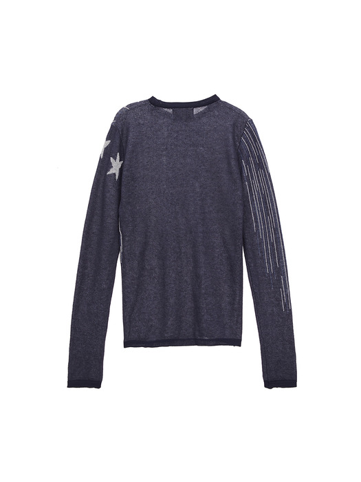 MILKY WAY JACQUARD KNIT TOP IN NAVY