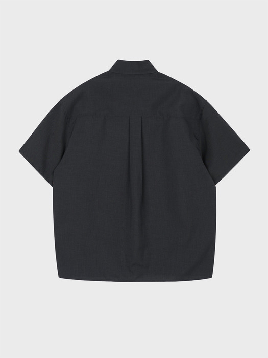 RELAXED FIT HALF SLEEVE SHIRT_BLACK