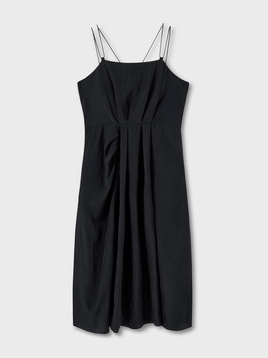 실크-글로스 드레이핑 드레스 (블랙)
