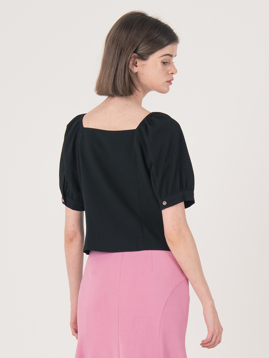 WED_Black slit line blouse