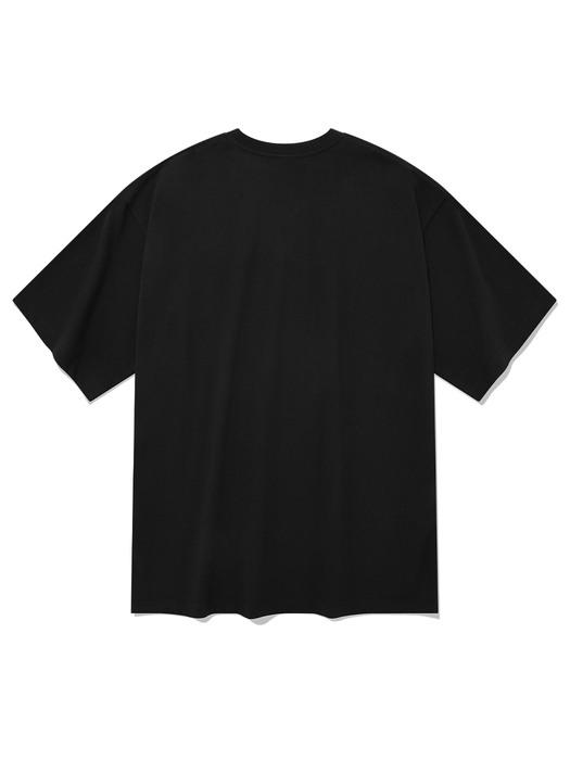빈티지 와이드 로고 반팔 티셔츠 블랙