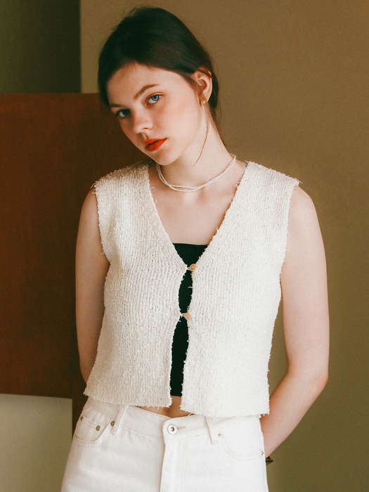 Bookle Open Knit Vest Beige