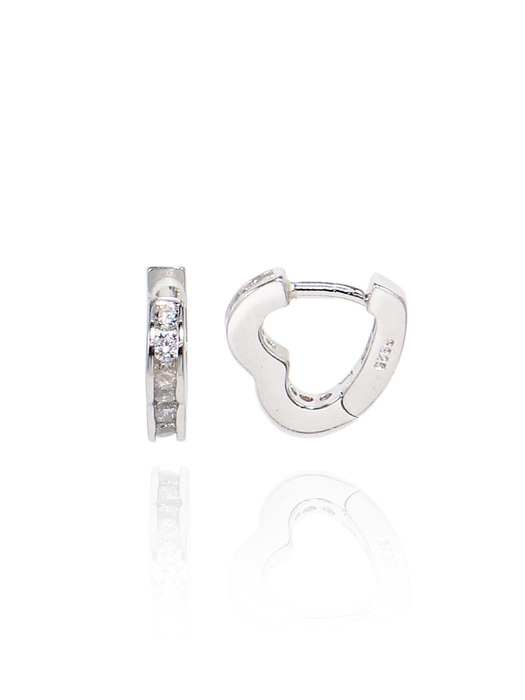 Pave Setting Heart Silver Earring Ie342 [Silver]