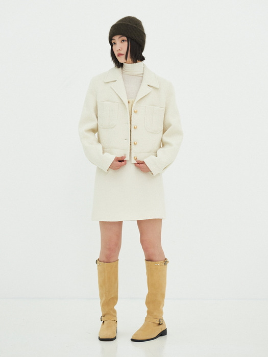Kate Gold Button Jacket (Ivory)