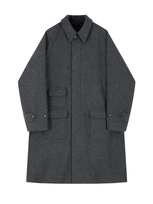 wool Raglan Balmacaan Coat (Charcoal)