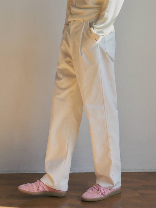 Semi-Wide One-Tuck Denim Pants(3col)