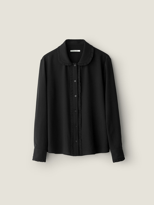 Crape frill detail blouse - Black