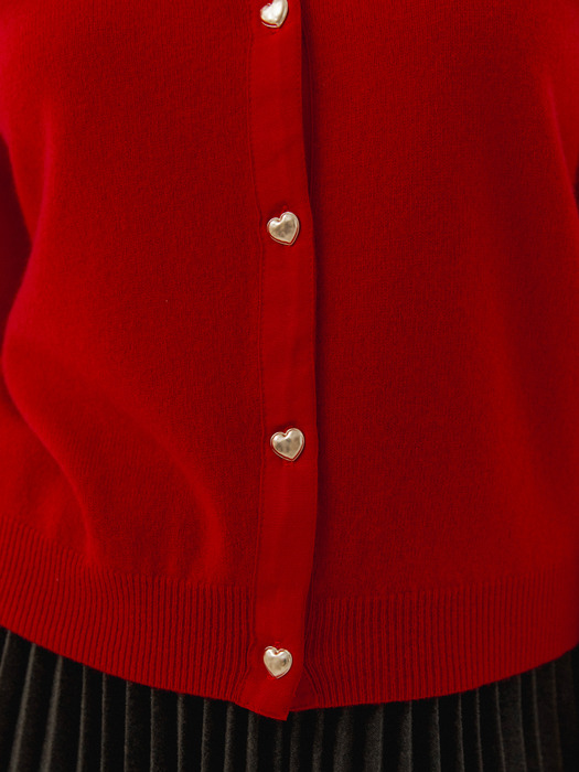 Gold Button Cardigan (Red)