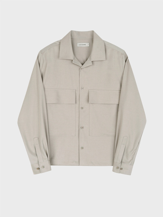 WOOL BLEND NAPPING OUTER SHIRT_BEIGE