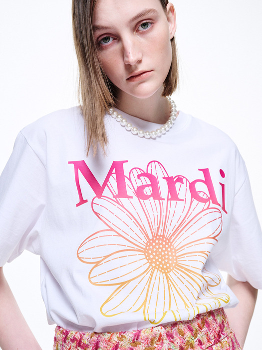 TSHIRT FLOWERMARDI GRADATION_WHITE PINK