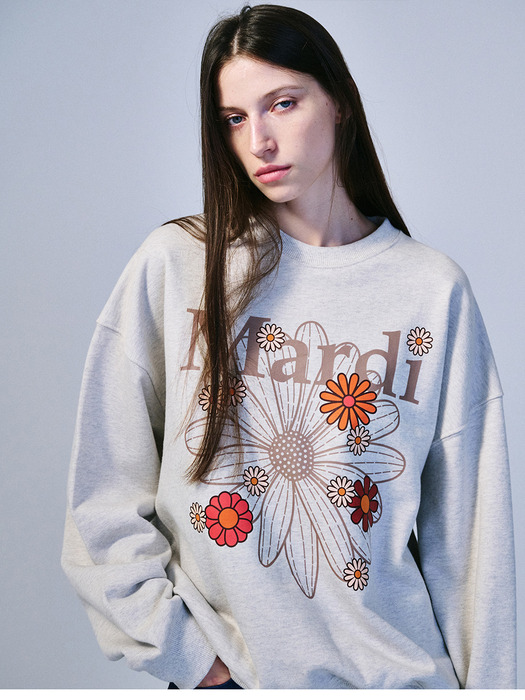 SWEATSHIRT FLOWERMARDI BLOSSOM_OATMEAL TAUPE