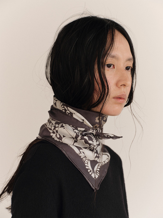 BLOSSOM SILK SCARVES (MELANGE GREY)