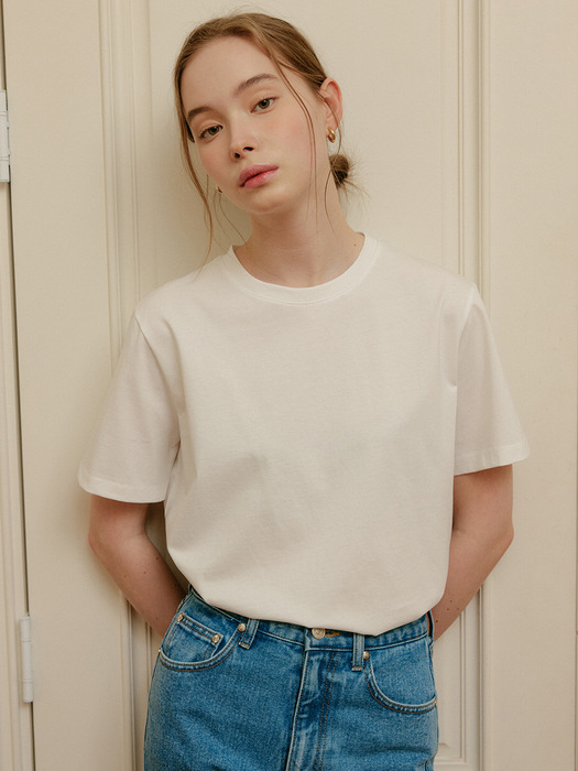 샐리 베이직 실켓 티셔츠_화이트 / SALLY BASIC SILKET T-SHIRT_WHITE