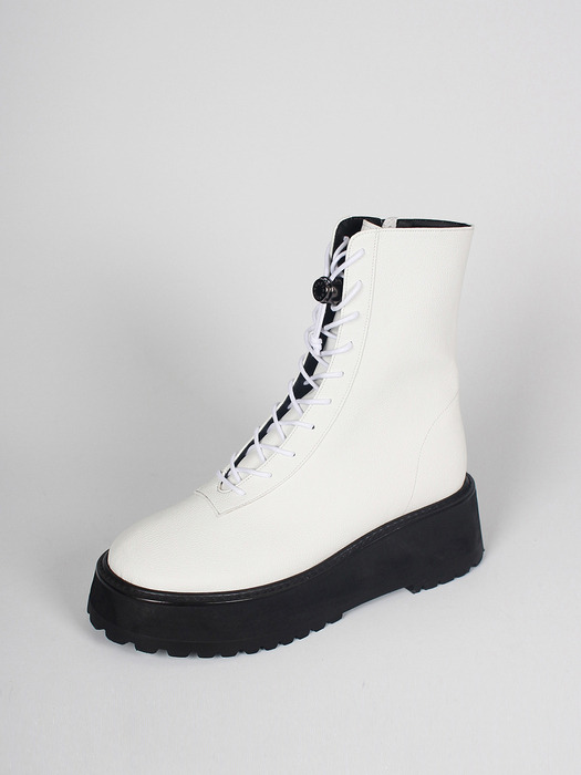 Zunnie platform vegan laceup boots_white