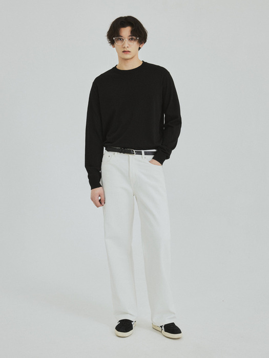 Twill Semi Wide Cotton Pants(3color)