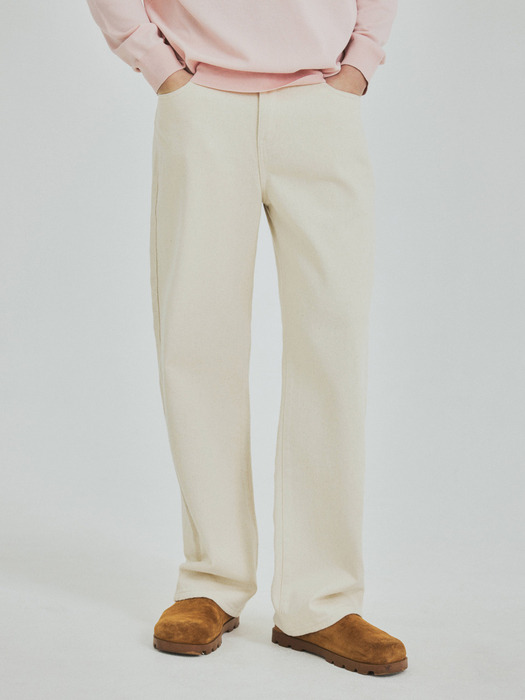 Twill Semi Wide Cotton Pants(3color)