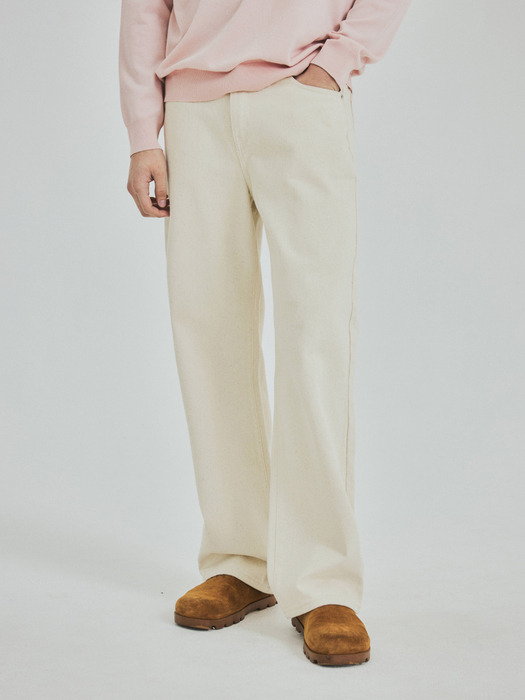 Twill Semi Wide Cotton Pants(3color)