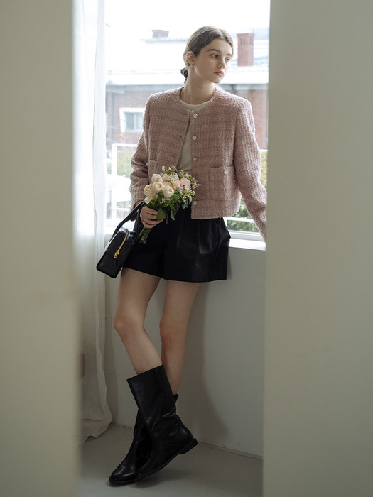 Single breasted nana tweed jacket_Pink