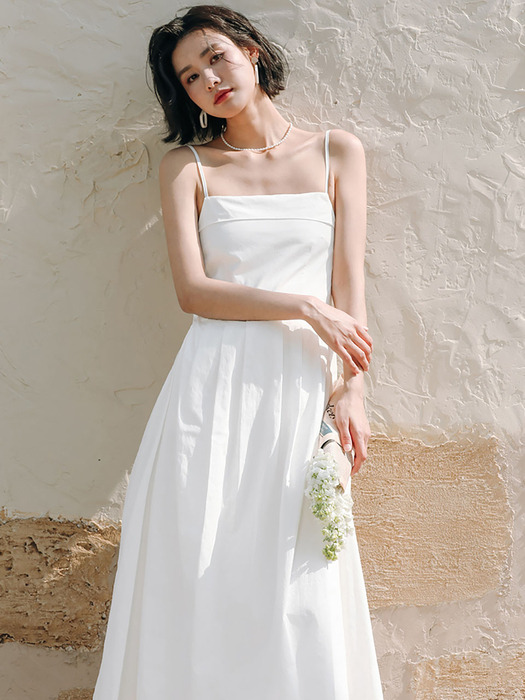 LS_White chic simple summer dress