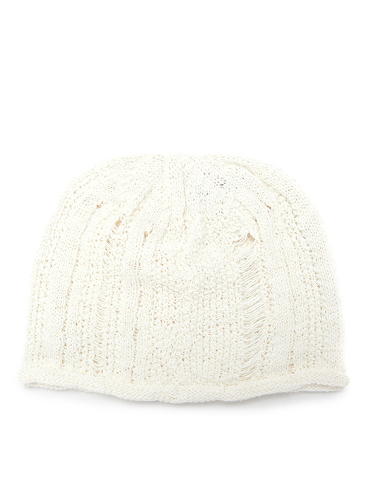 STRIPE CHUNKY BEANIE IN IVORY