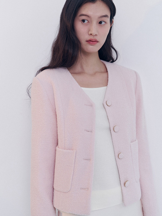Pome Tweed Jacket(Pale Pink)