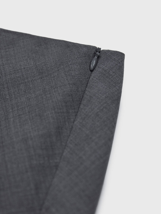 Simple H Line Wool Silk Skirt - Grey