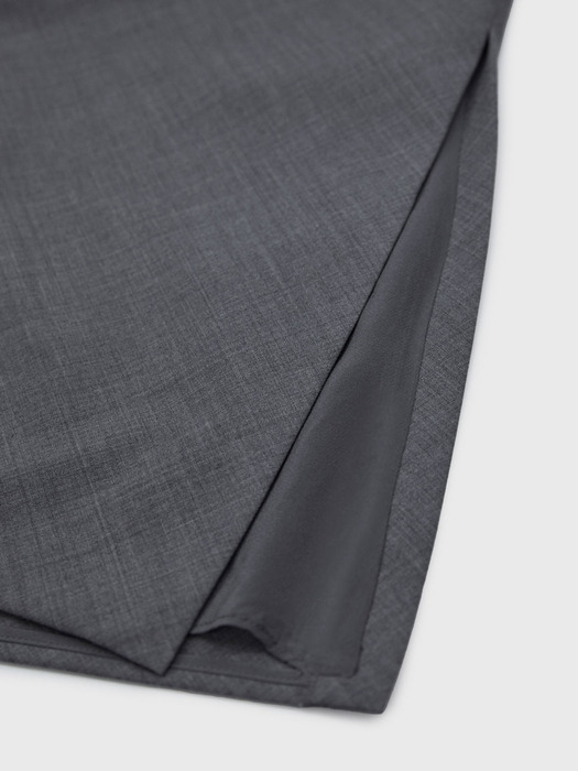 Simple H Line Wool Silk Skirt - Grey