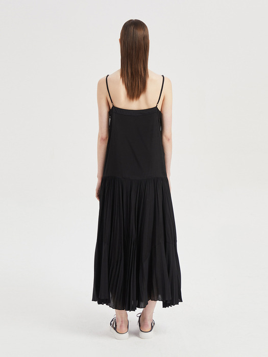 String Sleeveless Layered Long Dress (Solid)_LFDAM24360BKX