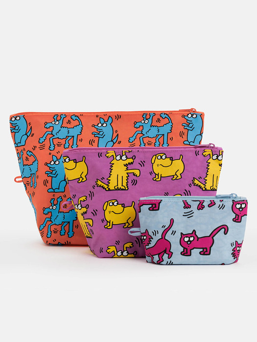 [바쿠백] 고 파우치 3size 세트 Keith Haring Pets