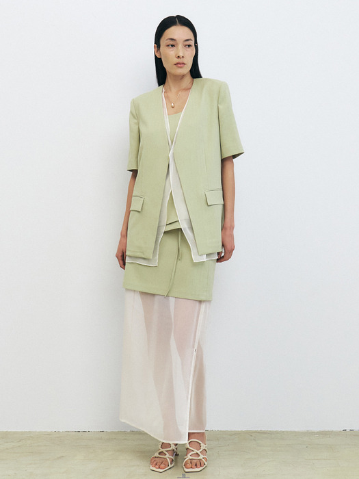 LINEN BLENDED LAYERED SHEER JACKET [3COLORS]