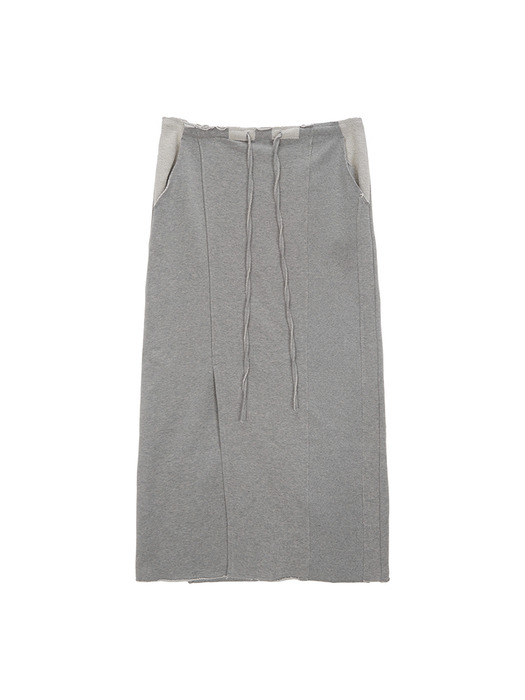 SLIT POINT MAXI SWEATSKIRT IN GREY