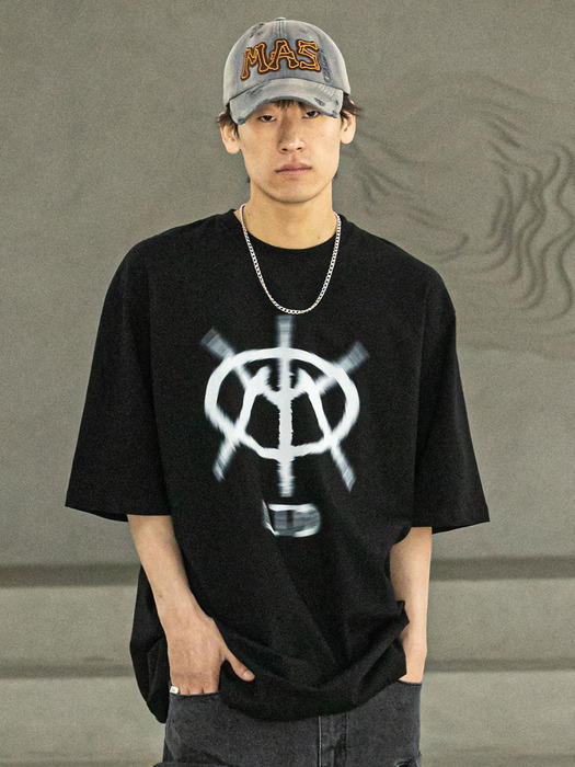 EMBLEM REAL OVERSIZED SHORT T-SHIRTS MSFTS007-BK