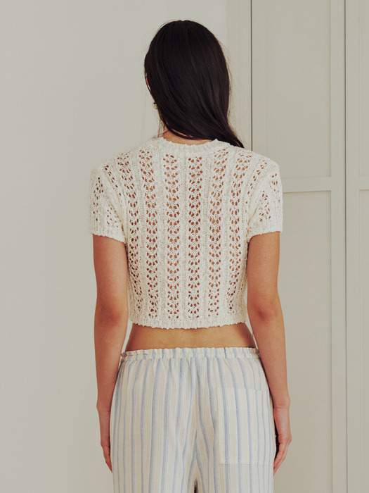 Sheer Crop Knit Top (IVORY)