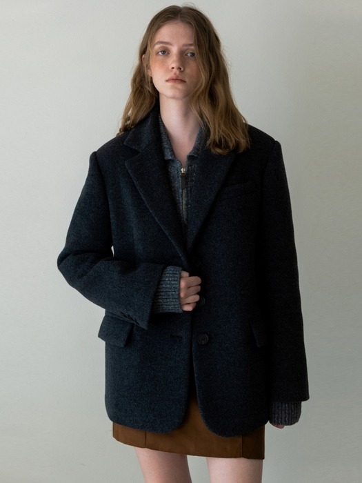 WOOL CLASSIC HALF COAT CHARCOAL