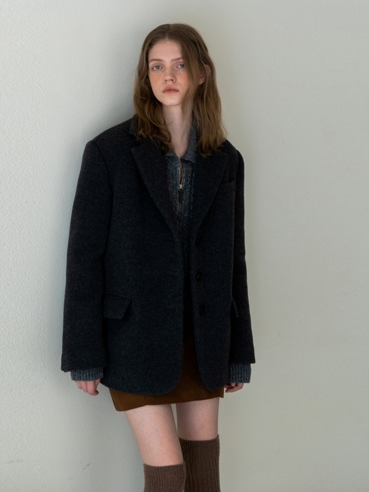 WOOL CLASSIC HALF COAT CHARCOAL