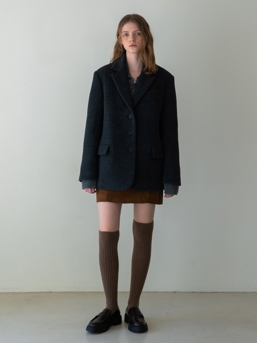 WOOL CLASSIC HALF COAT CHARCOAL