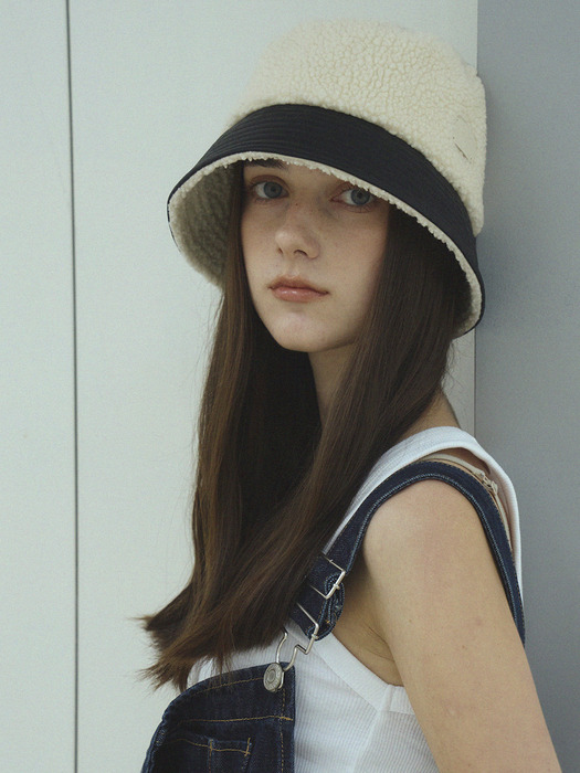 Teddy leather bucket hat_2color