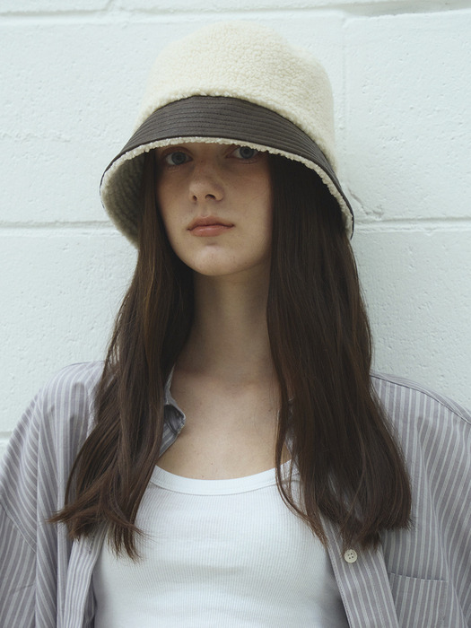 Teddy leather bucket hat_2color