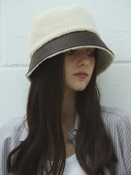 Teddy leather bucket hat_2color