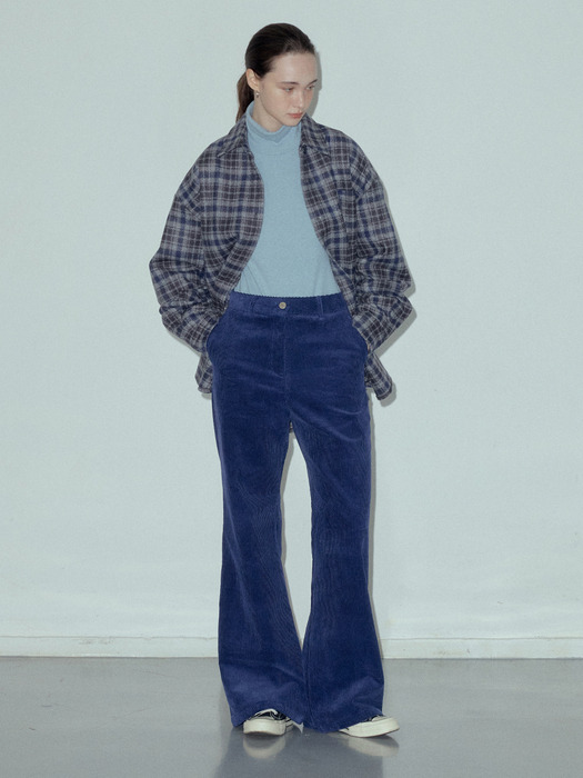 Classic Loose Fit Corduroy Boot-cut Pants_CTB533(3Color,Blue)