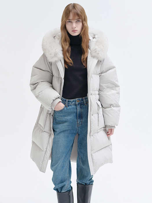 24WN fox down long coat [ECRU]