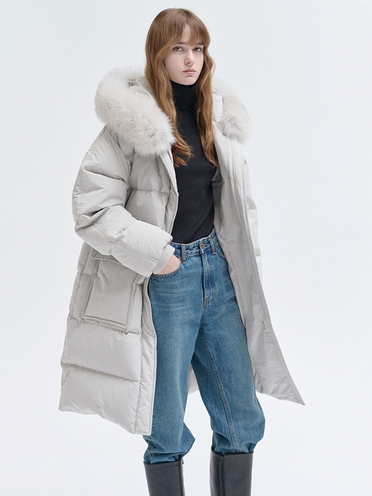 24WN fox down long coat [ECRU]