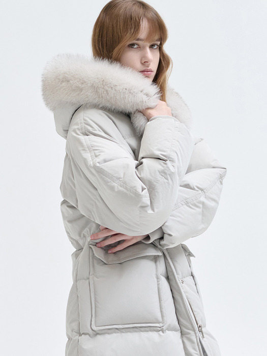 24WN fox down long coat [ECRU]